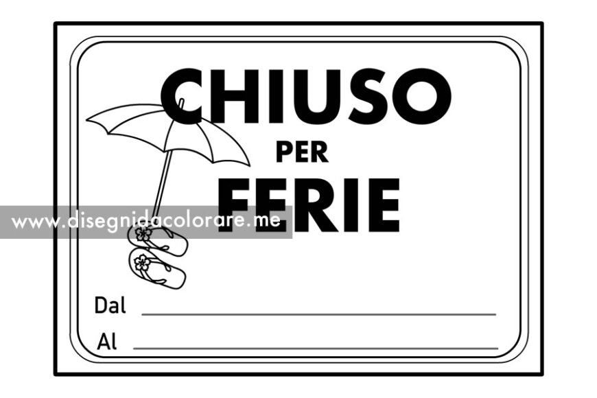 Chiuso per ferie cartello da stampare - Disegni da colorare